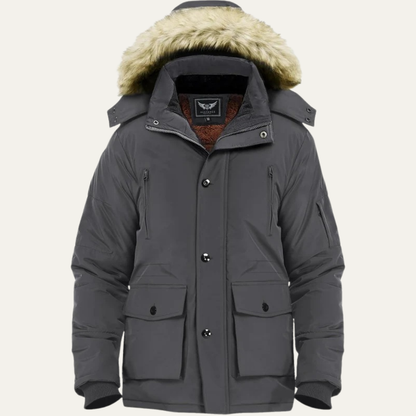 Men’s Mid Length Winter Parka with Detachable Hood