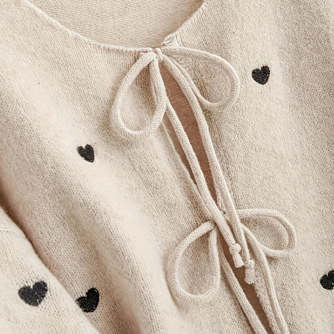 Heart Print Cotton Cardigan for Women