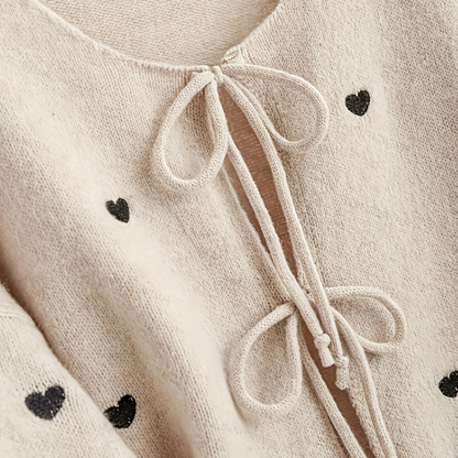 Heart Print Cotton Cardigan for Women