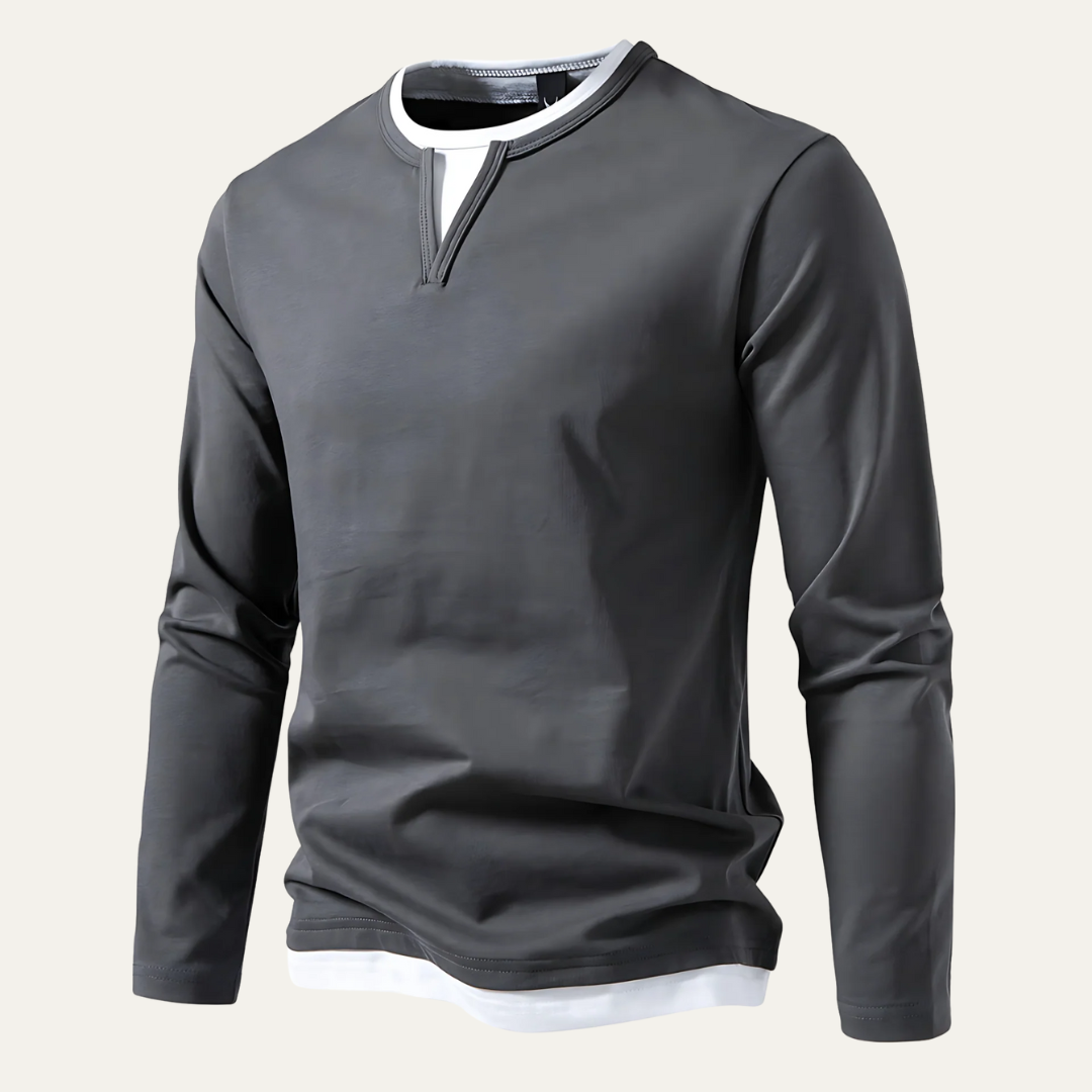Men’s Layered Look Knit V Notch Shirt
