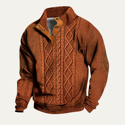 Men’s Quilted Funnel Neck Pullover Sweater