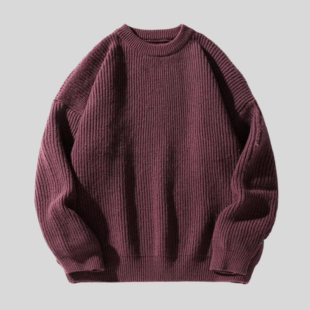 Men’s Relaxed Fit Heavy Rib Knit Crew Neck Sweater