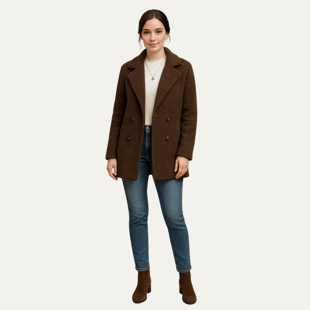 Women’s Textured Double-Breasted Peacoat
