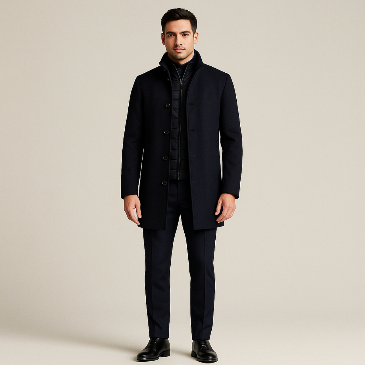 Men’s Double Layer Light Coat with Quilted Inner Vest