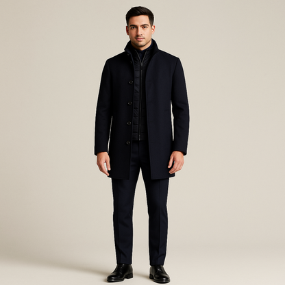 Men’s Double Layer Light Coat with Quilted Inner Vest