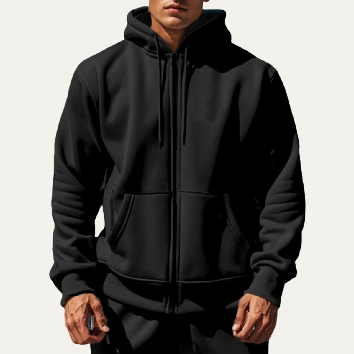 Men’s Warm Corduroy Bomber Jacket with Patch Pockets