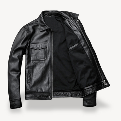 Men's Leather Jacket with Pockets