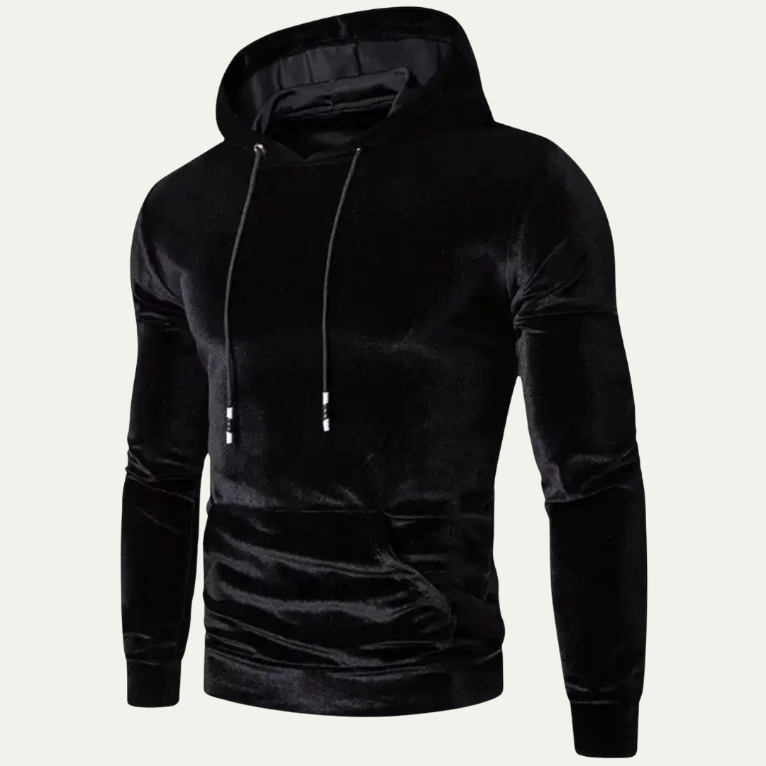 Men’s Velvet Pullover Hoodie with Kangaroo Pocket