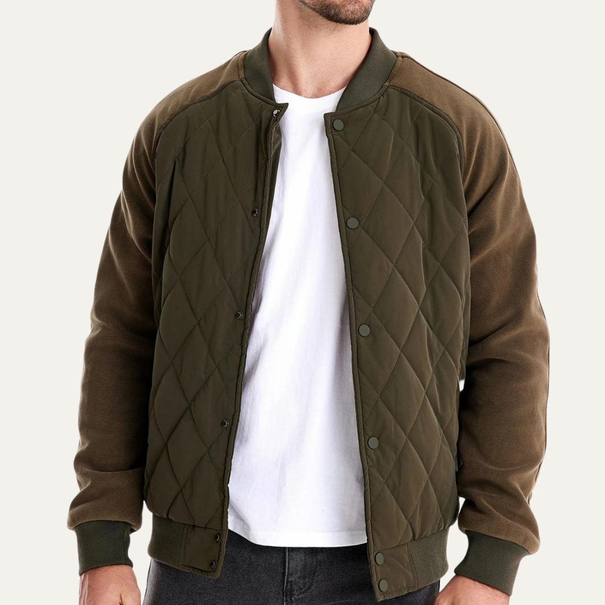 The Ryde Men’s Casual Patchwork Winter Quilted Bomber Jacket