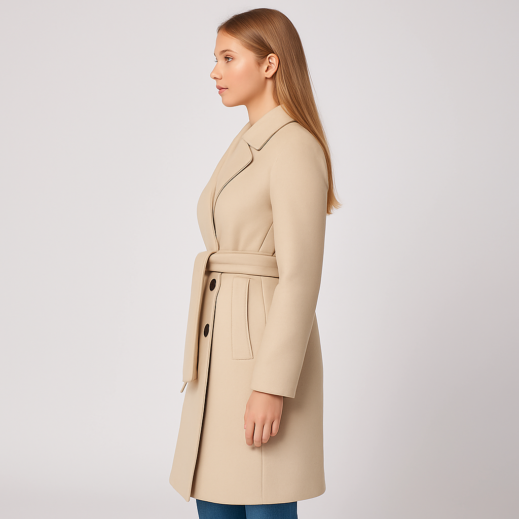 Coleen | Winter Coat - Double-Breasted Classic Outerwear with Waist Belt for Women