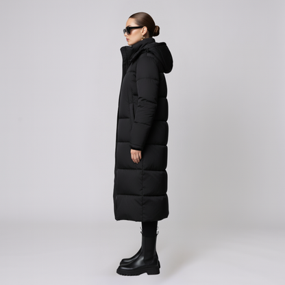 Yvonne | Puffer Coat - Quilted Full-Length Oversized Hooded Outerwear for Women
