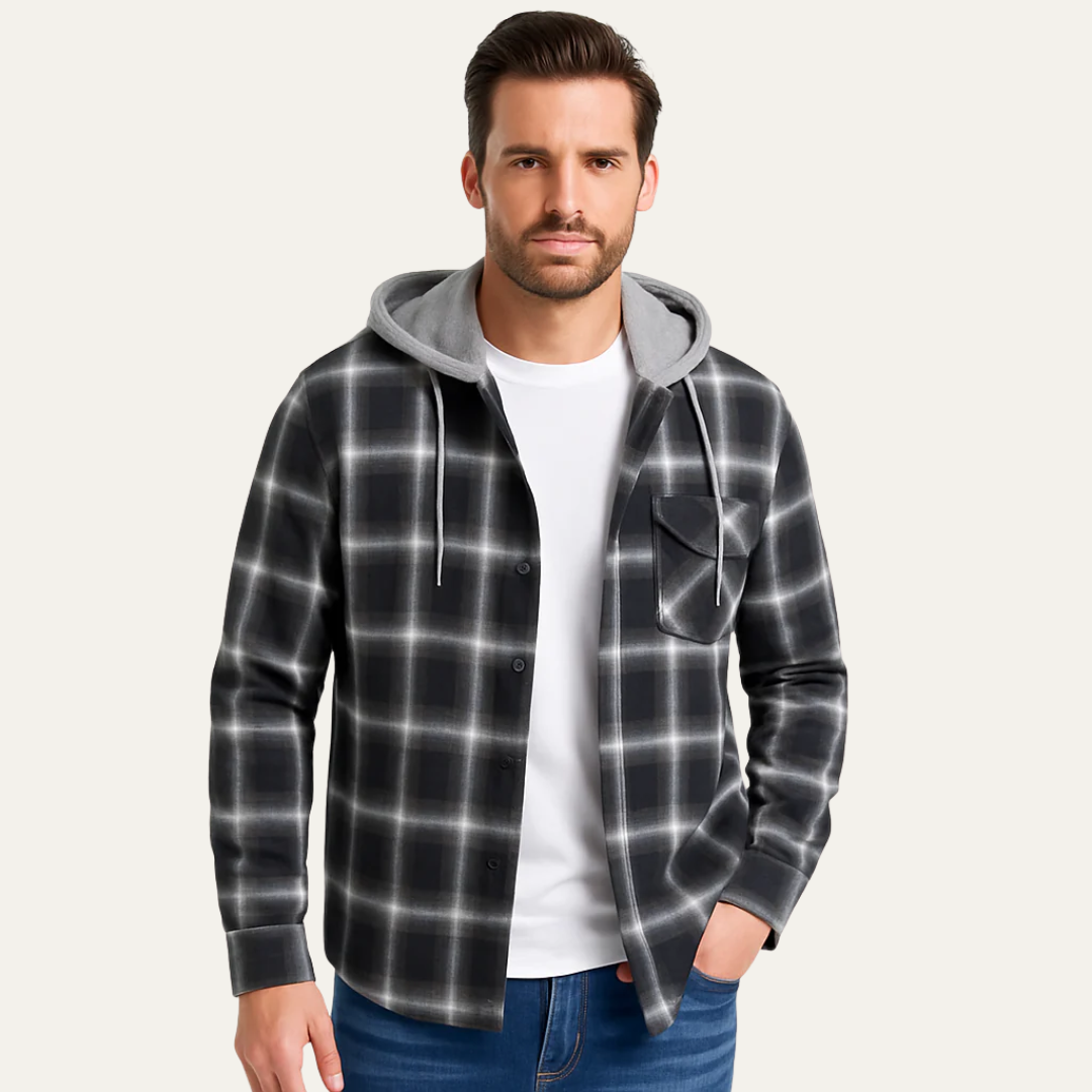 Men’s Hooded Plaid Flannel Shirt