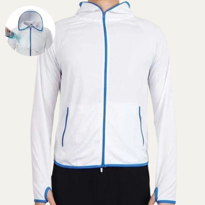 Men’s Stretch Trimmed Full Zip Hooded Athletic Jacket