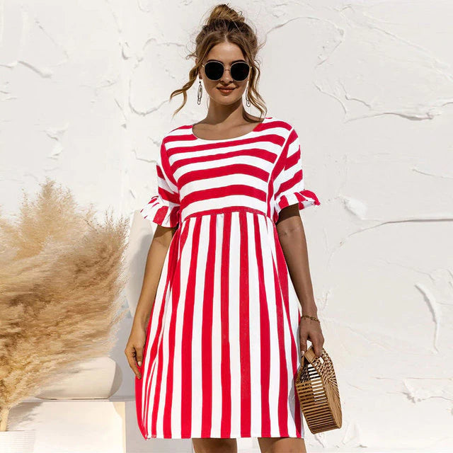 Women's Lightweight Breathable Stripe Sundress - BritishElegance