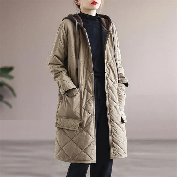 Warm Waterproof Ladies Winter Parka Coat with Buttons