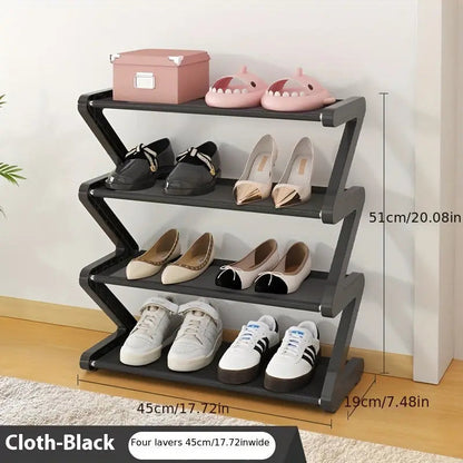 4-Tier Shoe Rack – Stackable Z-Shaped Storage for Bedroom, Entryway & Dorms