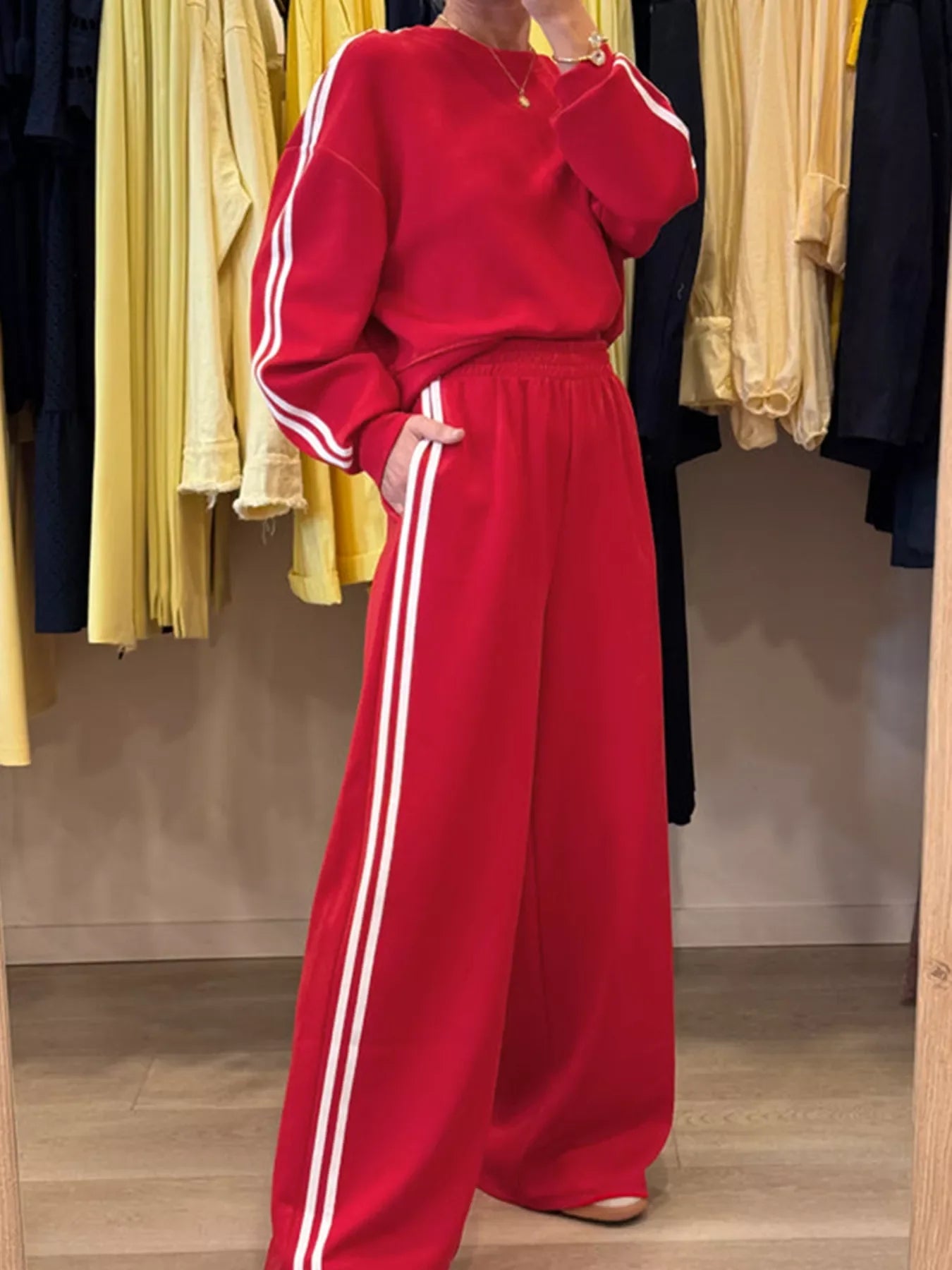 Colorful Crew Neck Tee and Stretchy Jogger Pants Set - BritishElegance