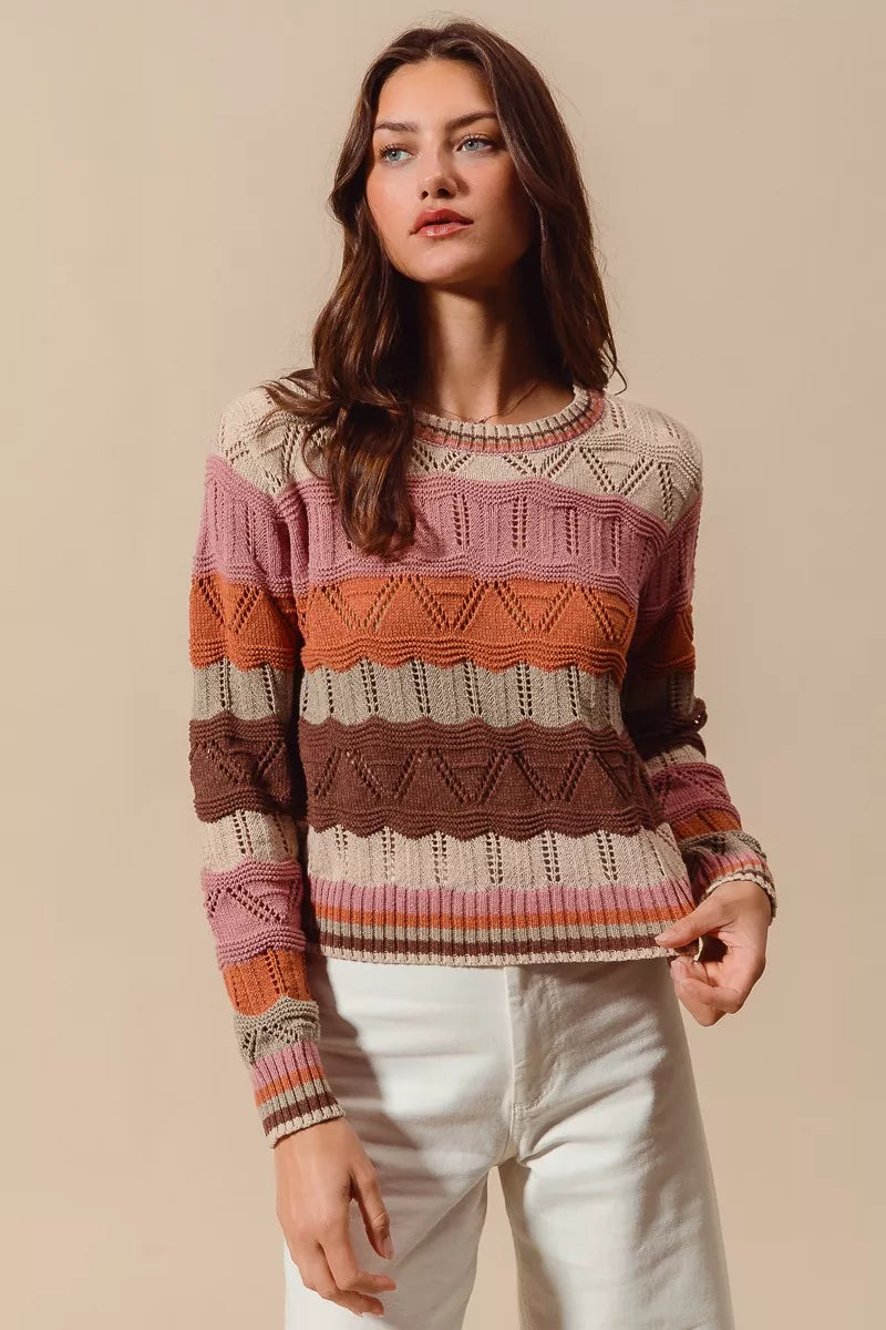 Women's Classic Horizontal Knit Sweater - BritishElegance