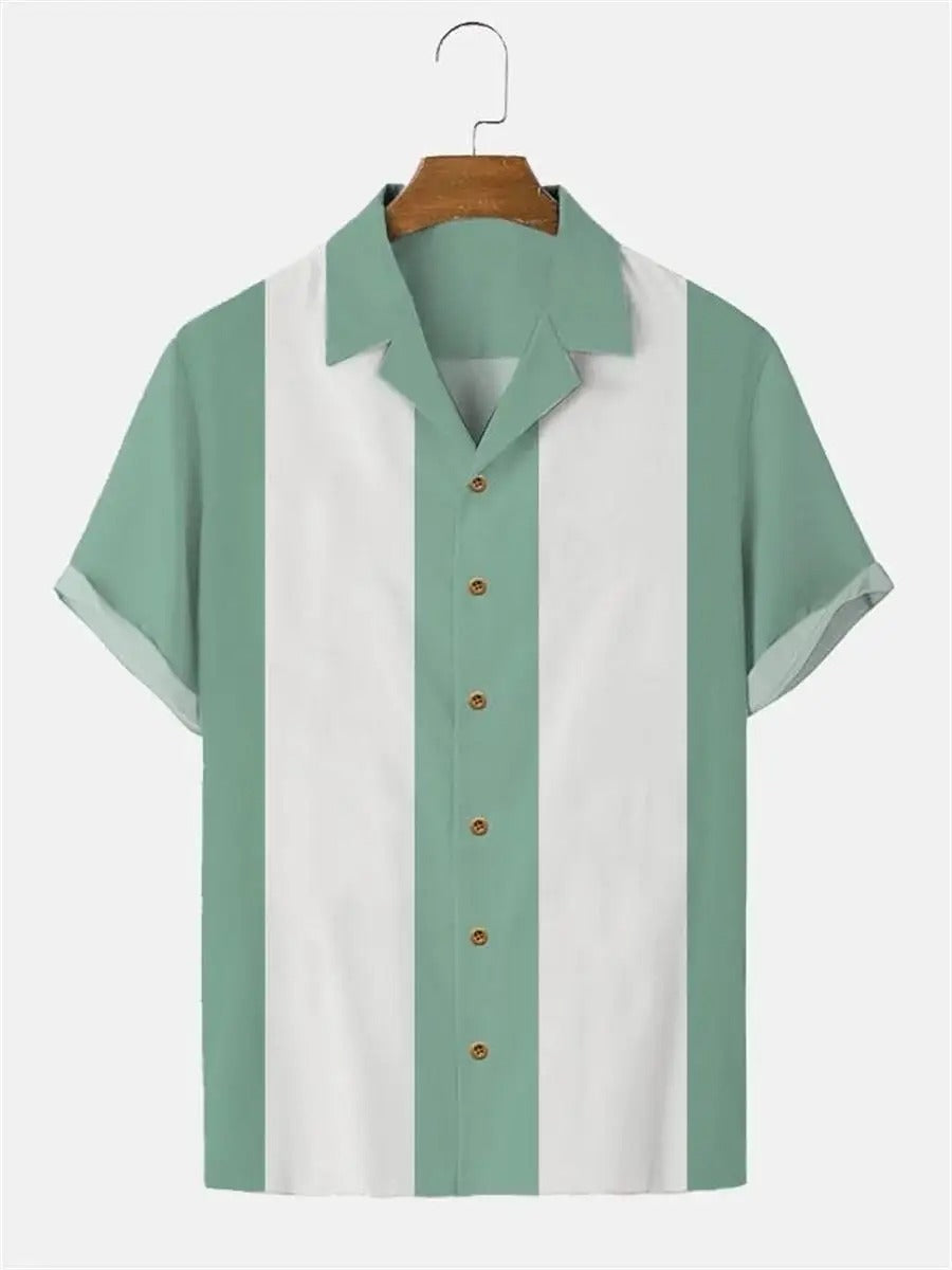 Classic Short Sleeve Shirt with Vintage Stripes - BritishElegance