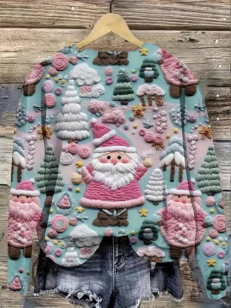 3D Santa Print Christmas Sweatshirt