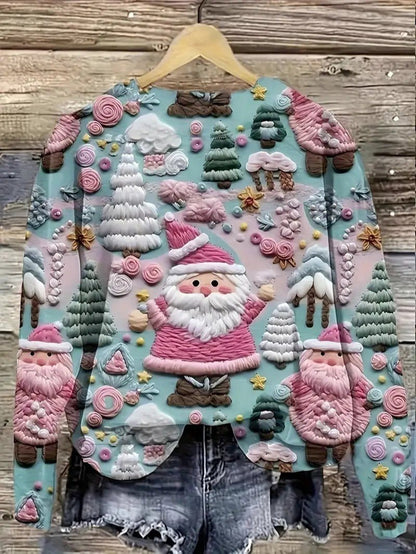 3D Santa Print Christmas Sweatshirt