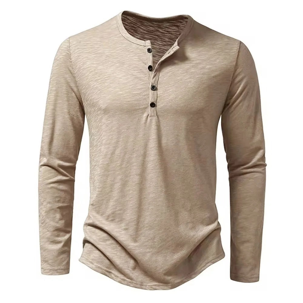 Classic Long Sleeve Henley Shirt - BritishElegance