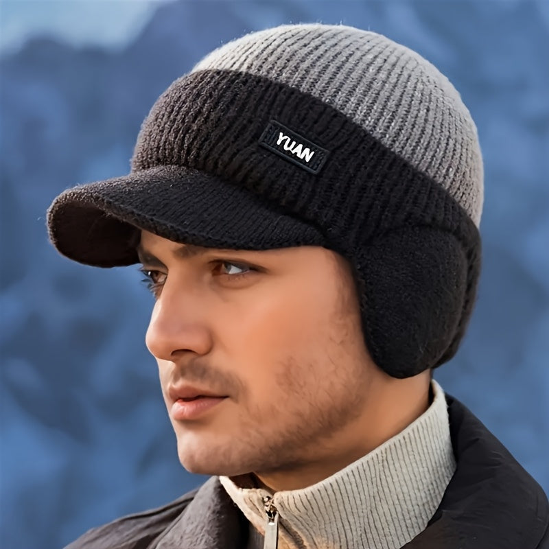 Men’s Winter Beanie with Ear Flaps – Warm Knit Outdoor Hat