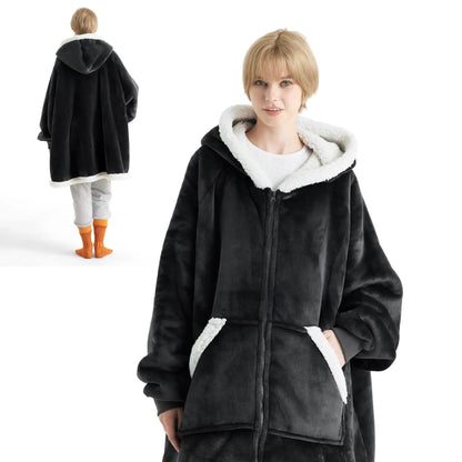 CozyHaven | Sherpa Fleece Wearable Blanket Hoodie – Zippered, Warm & Ultra-Soft