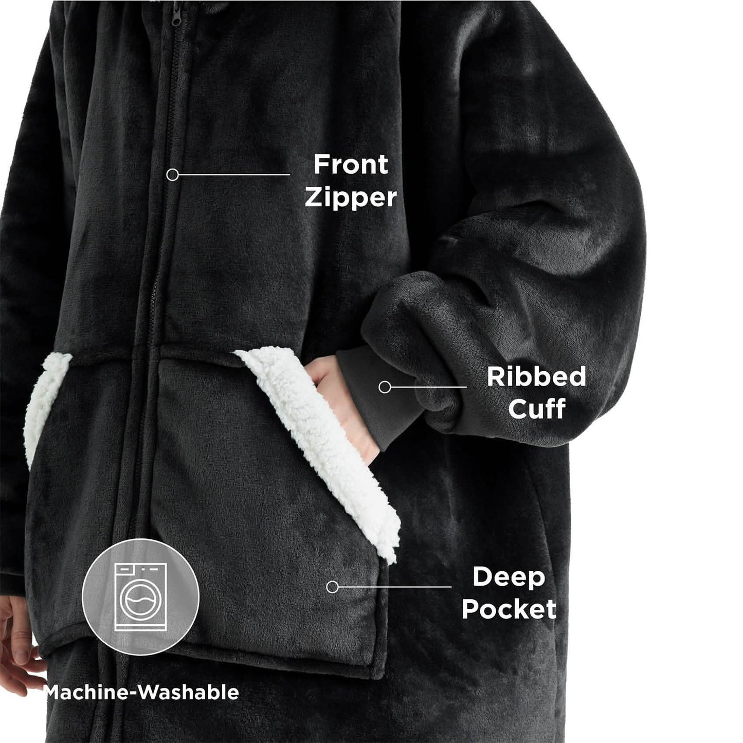 CozyHaven | Sherpa Fleece Wearable Blanket Hoodie – Zippered, Warm & Ultra-Soft