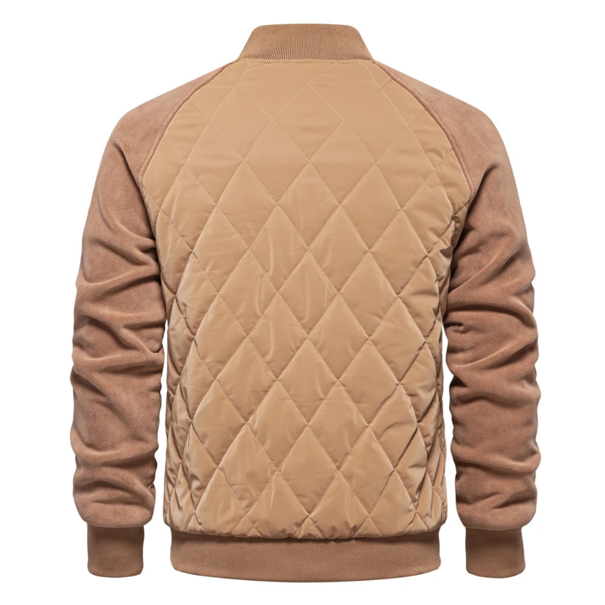Men’s Quilted Bomber Jacket with Snap Front Closure