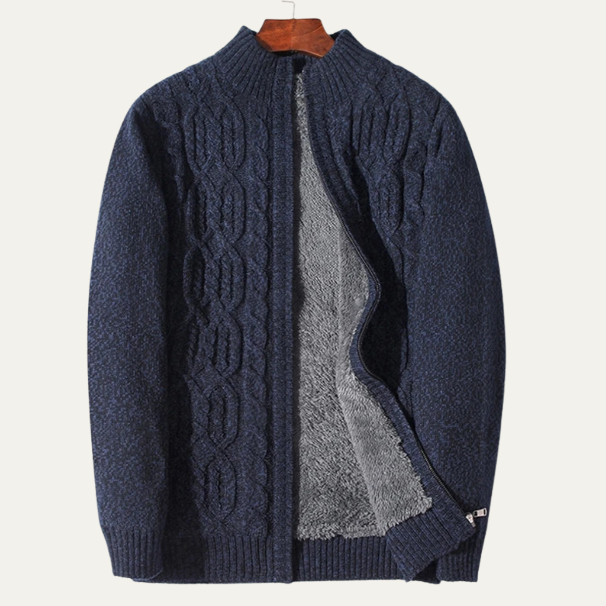 The Bellagio Men's Warm Fleece Thick Knitted Wool Cardigan