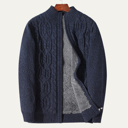 The Bellagio Men's Warm Fleece Thick Knitted Wool Cardigan