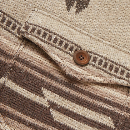 Men’s Shawl Collar Tribal Knit Button Jacket