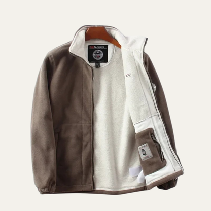 The Siracusa Men's Casual Warm Sherpa Lined Zip Up Fleece Jacket