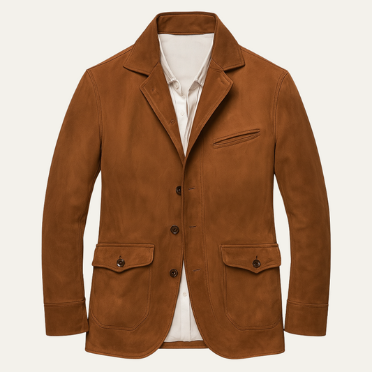 The Glasgow Men’s Brown Suede Blazer Jacket – Smart Business Style
