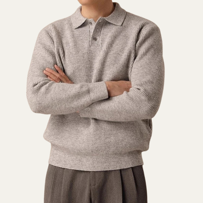 The Brecon Men’s Fall Winter Thick Knitted Polo Jumper