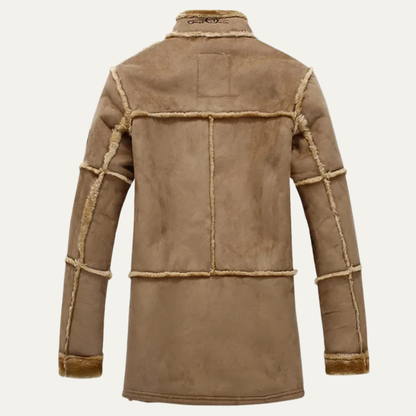 The Castelrotto Men’s Warm Winter Shearling Lined Suede Leather Jacket