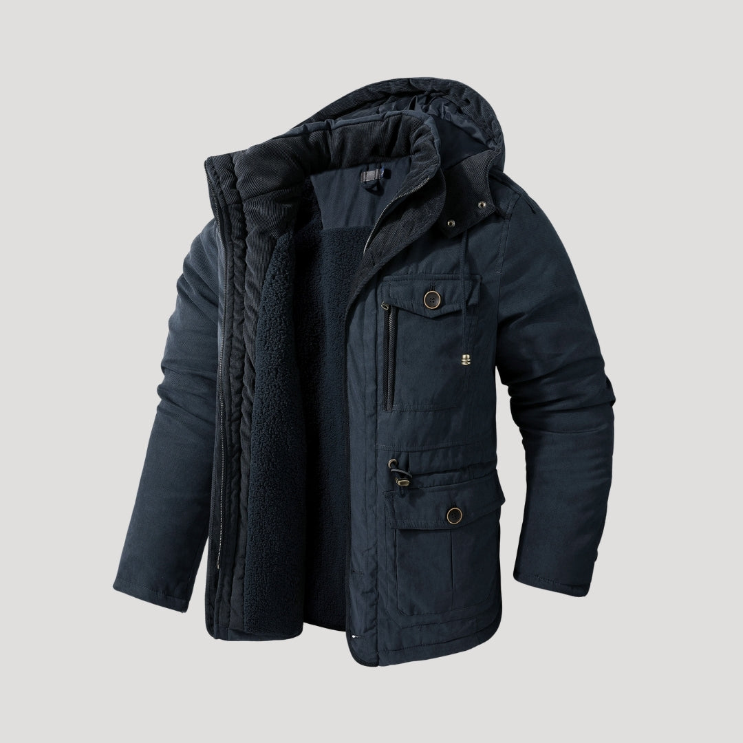 Warm Waterproof Men's Winter Coat with Fleece Lining