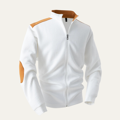 The Locorotondo Men’s Lightweight Zip Up Stand Collar Knit Jacket