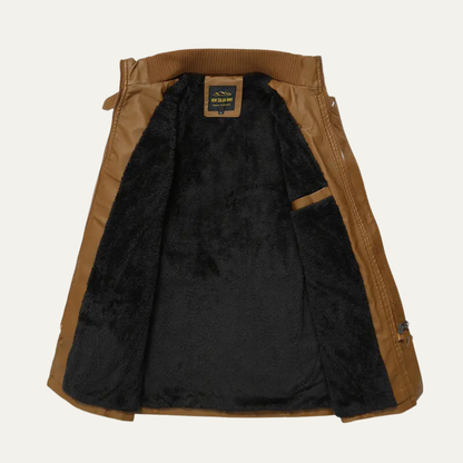 The Sardegna Men’s Classic Winter Leather Jacket with Belt