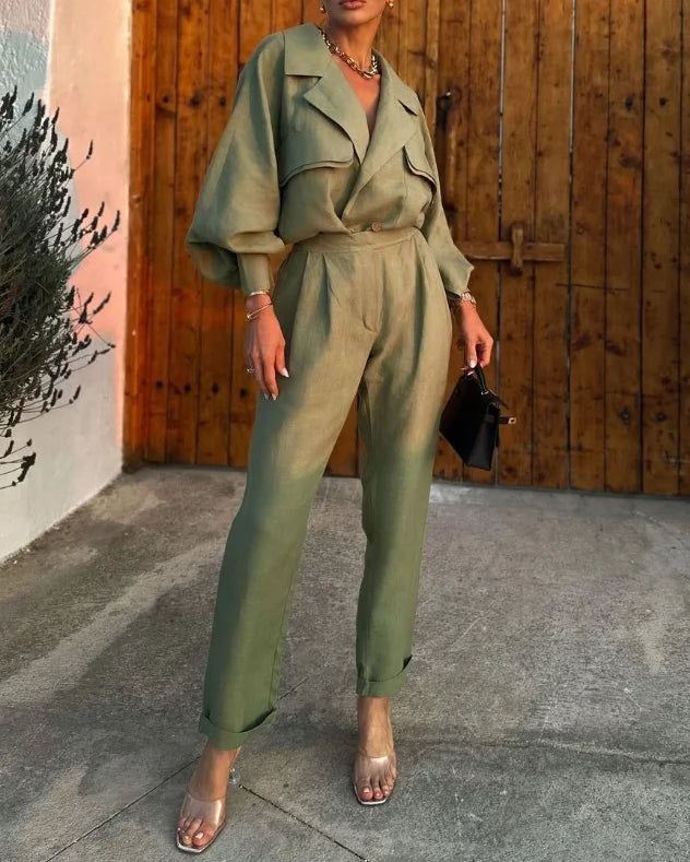 Fashionable Women's Long Sleeve Coords Set - BritishElegance
