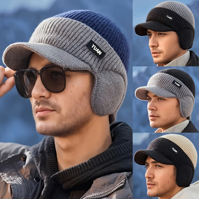 Men’s Winter Beanie with Ear Flaps – Warm Knit Outdoor Hat