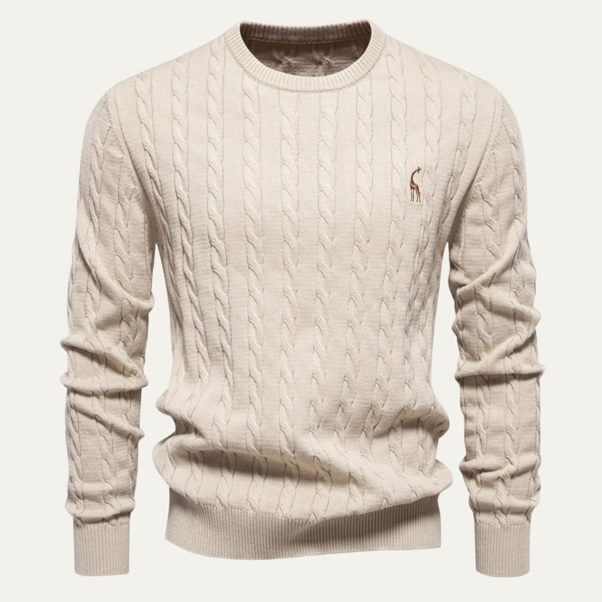 The Chesterfield Men’s Embroidered Crew Neck Cable Knit Jumper