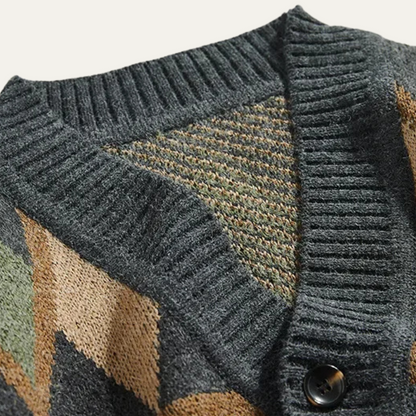 Men’s Patterned Knit Button Cardigan