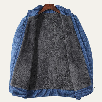 The Bellagio Men's Warm Fleece Thick Knitted Wool Cardigan