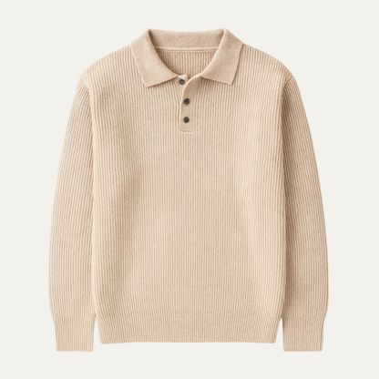 The Brecon Men’s Fall Winter Thick Knitted Polo Jumper