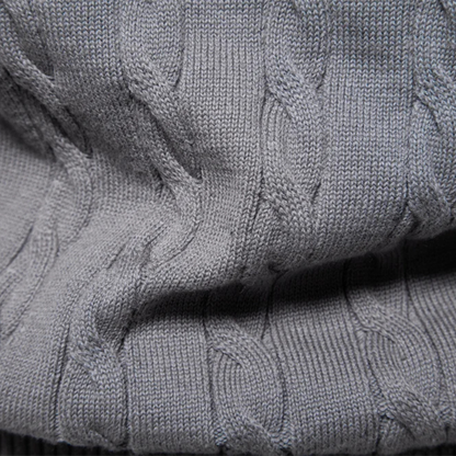 The Derby Men’s Casual Embroidered Crew Neck Cable Knit Jumper