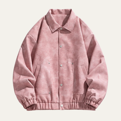 The Soriano Men's Leather Bomber Jacket with Collar