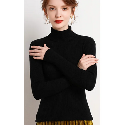 Women's Fitted Crew Neck Knit Sweater