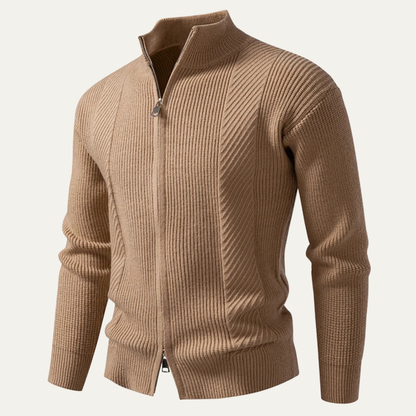 The Cisternino Men’s Smart Casual Ribbed  Zip Up Knit Cardigan